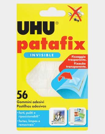 pataf ix UHU PATAFIX Gommina adesiva removibile, riutilizzabile infinite volte. L alternativa a chiodi, puntine e nastri adesivi. Ideale per fissaggi veloci e puliti.
