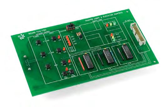 8- SUB-MODULO F04-7/EV: Controllo di un semaforo e di un ascensore Controllo del Semaforo: 1 Led rosso, giallo e verde in ogni senso dell incrocio di due strade Pulsanti per modificare la