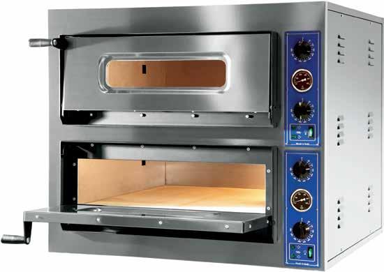 FORNI ELETTRICI PIZZERIA ELECTRIC PIZZA OVENS Struttura frontale in acciaio inox - Piano di cottura refrattario 18mm - Termostato 0-500 C - Pirometro -