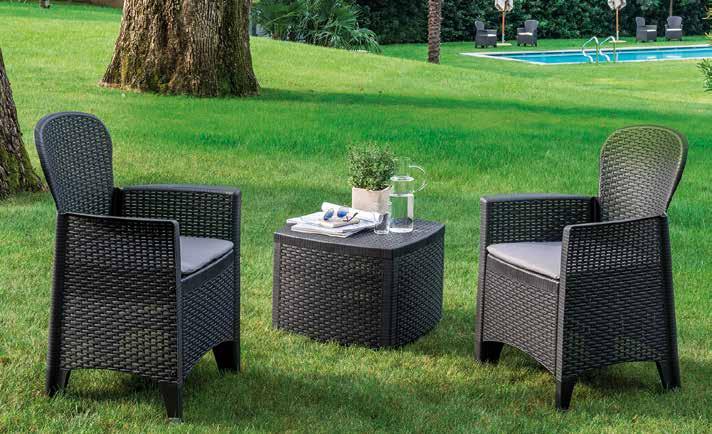 SET ETNA in resina, effetto rattan, composto da: 2 poltrone,