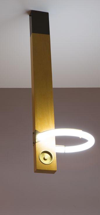 000 494 Angelo Brotto Lampada da soffitto Legno di noce, ottone, illuminazione a fluorescenza. Prod.