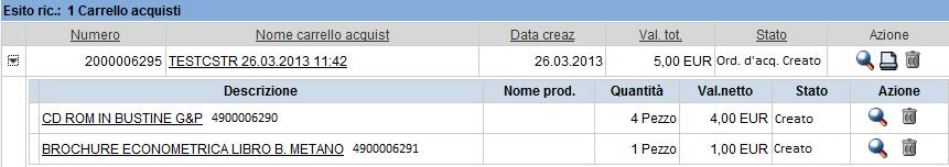 Modificare / visualizzare lo Shopping Basket Per visualizzare o modificare uno shopping basket creato impostare i