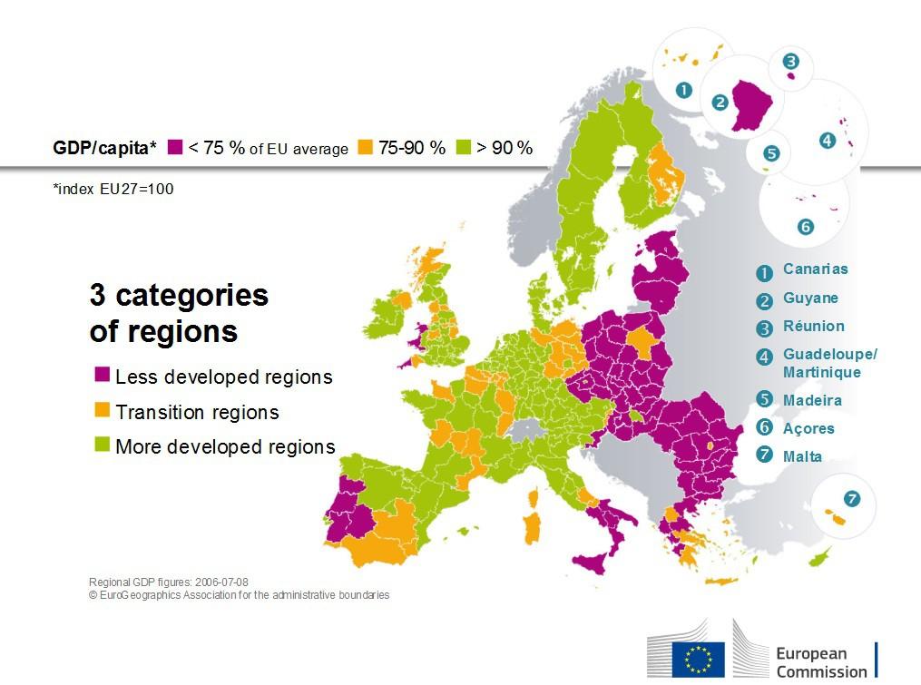 Politica di coesione = politica di sviluppo regionale promuovere uno sviluppo armonioso dell'insieme dell'unione, rafforzandone la coesione