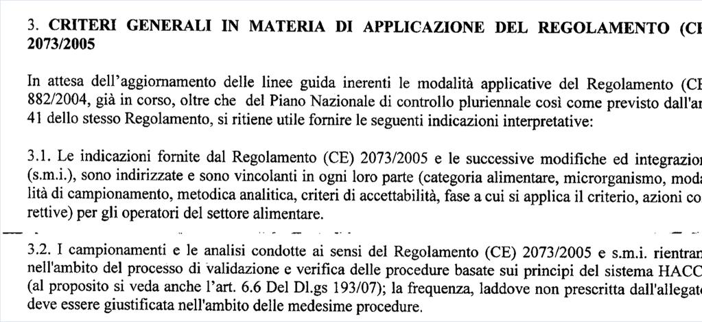 Linee guida relative all applicazione del Reg