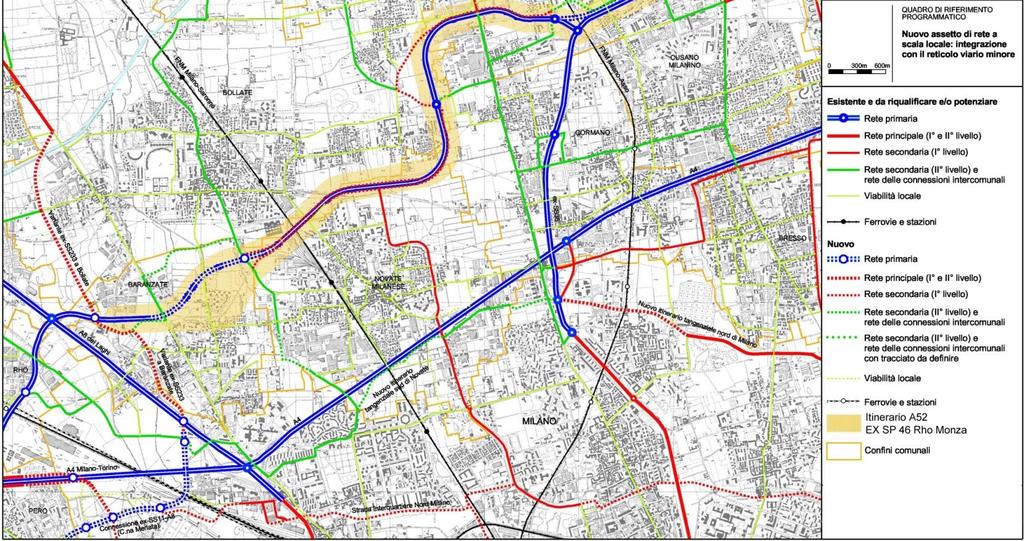 1 Obiettivi generali del progetto Tav.1.2 Nuovo assetto di rete a scala locale: integrazione con il