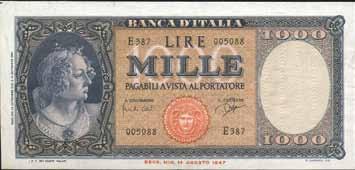 000 Lire - Medusa 20/03/1947 - Alfa 695sp; Lireuro 54Aa RRR - Sostitutiva da W150 a W295 - Ondulazione centrale qfds 200 3862 1.