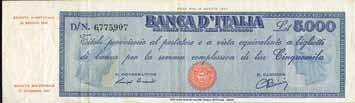 000 Lire - Provvisorio (medusa) 18/11/1947 - Alfa 761; Lireuro 63B RR - Einaudi/Urbini - Scritta a biro e strappettino bel BB 140 3923 5.