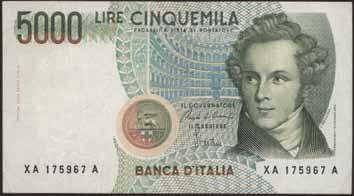 3956 5.000 Lire - Bellini 25/07/2001 - Alfa 813sp; Lireuro 69Da R - Sostitutiva XD FDS 10 3963 10.