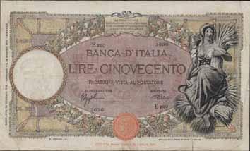 3790 500 Lire - Capranesi 18/01/1943 - Aquila II tipo - Alfa 531; Lireuro 30B RR -