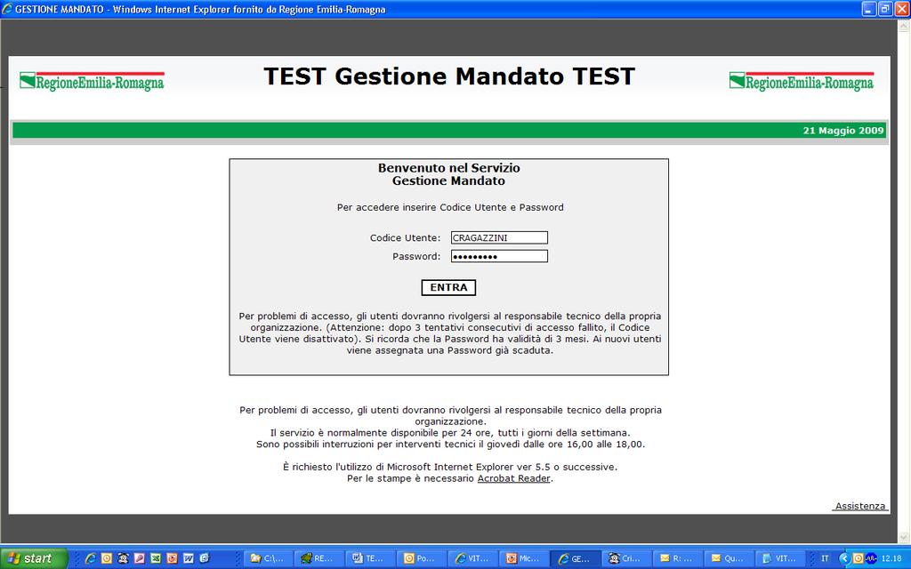 Procedura di accesso applicazione MANDATO N.B.