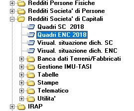 Redditi Enti non Commerciali ed equiparati ed IRAP Redditi 2018 La versione corrente rende disponibile la gestione della dichiarazione Redditi ENC e IRAP/ENC: entrambi i dichiarativi sono predisposti