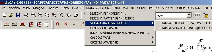 8.3 - STAMPA ARCHIVIO PUNTI L opzione di stampa dell archivio dei punti offre all operatore la possibilità di ottenere la stampa dei dati di un singolo Strato/Modello o di tutto l archivio degli