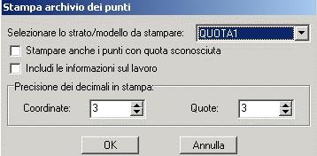 8.3.2 - STAMPA DI UN SINGOLO STRATO / MODELLO S.C.S. - survey CAD system Questa selezione attiva la maschera di figura 8.