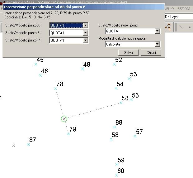 8.6.6 - INTERSEZIONE PERPENDICOLARE AD AB DAL PUNTO P Con questa opzione possiamo risolvere numerosi problemi pratici quando, in particolare, si deve calcolare un punto intersecante il segmento