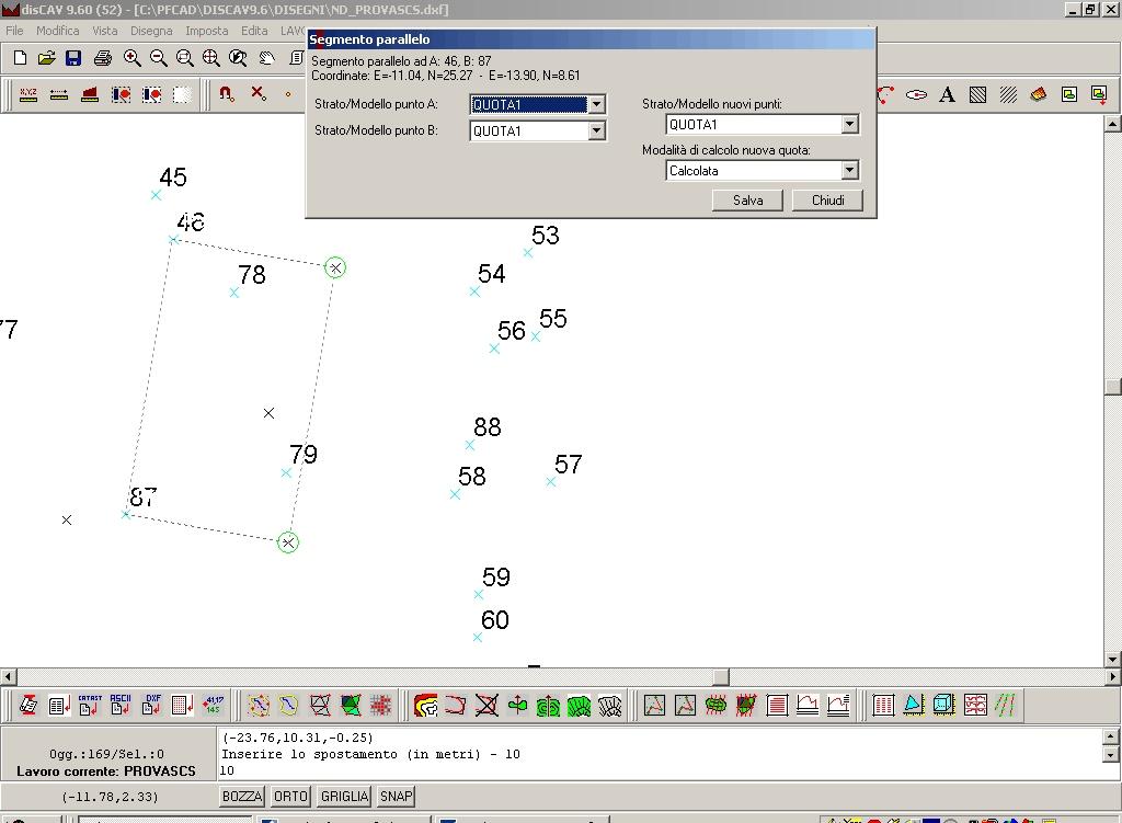 8.6.7 - SEGMENTO PARALLELO Questa opzione permette di generare due nuovi punti che, uniti tra loro, formano un segmento PQ parallelo ad uno dato