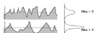 ERGATA PARTIMENTO Finitura superficiale Parametri di rugosità Kurtosis(Rku) equivalente alla densità dei picchi del profilo (indicativo delle densità di frastagliatura) Rku = 3: la distribuzione