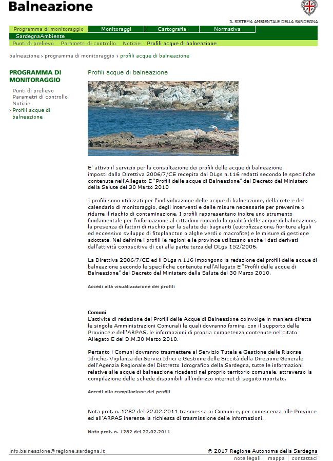 dei profili delle acque di balneazione, imposti dalla Direttiva 2006/7/CE recepita dal D.Lgs. n.