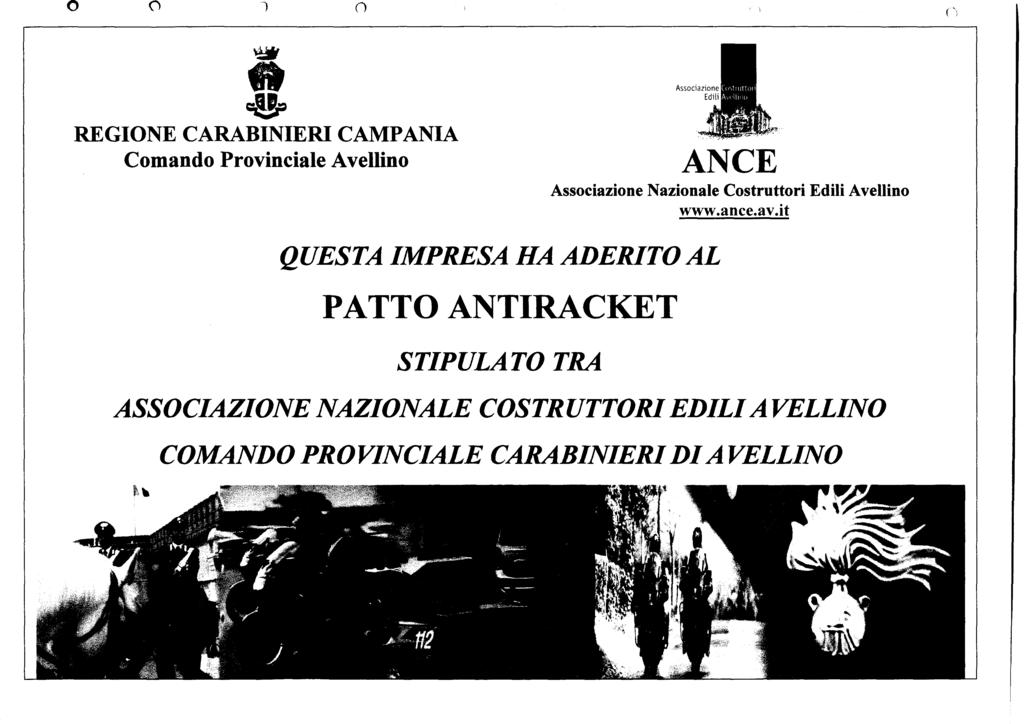 %02 REGIONE CARABINIERI CAMPANIA Comando Provinciale Avellino ANCE Associazione Nazionale Costruttori Edili Avellino www.ance.av.