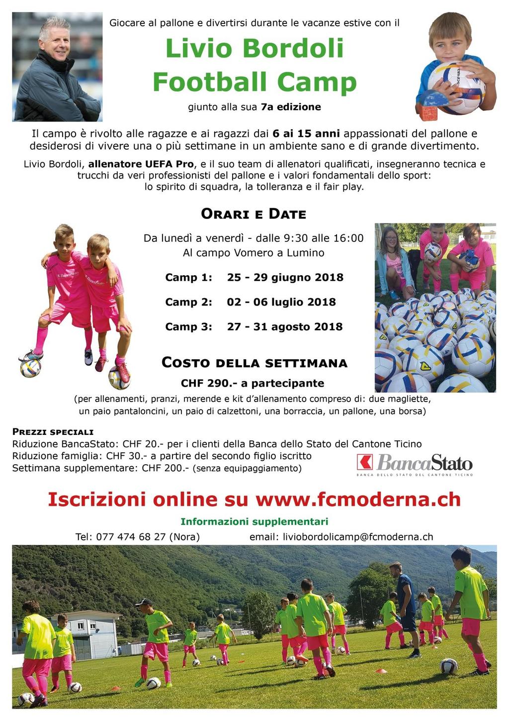 Locandina Livio Bordoli Football Camp 2018 FC