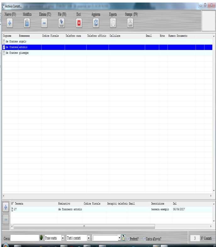 Archivio contatti.