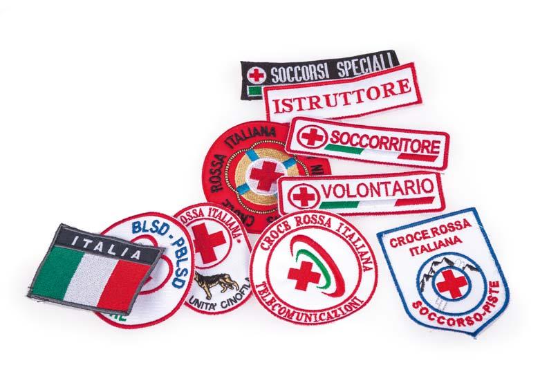 30 - CATALOGO CROCE ROSSA ITALIANA GALAXI SRL Ricami e personalizzazione Stemmi, nominativi e specializzazioni da applicare su velcro e direttamente su tessuto, tutte disponibili a richiesta.