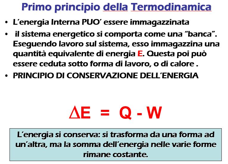 principio di conservazione NON E in grado di escludere il passaggio di calore da un