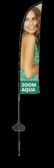 occhielli Riempibile con acqua o sabbia 5m Capacità della base 44L Aqua Zoom Disponibile in due versioni Feather e Quill fino a 3.