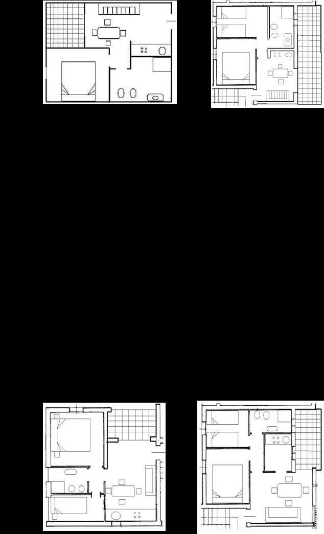 Apartment für 2-4 Personen: Wohn-Esszimmer mit Doppelschlafcouch, Kochnische, überdachte Terrasse, 1 Doppelbettzimmer, 1 Badezimmer mit Dusche, Waschbecken, Bidet und WC. Tv und Mikrowelle.