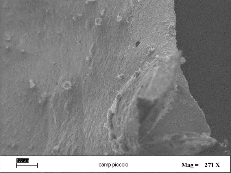 2 Filtri dopo prova Nella Figura 12 e nella Figura 13 sono riportate le immagini SEM delle schiume ceramiche rispettivamente da 10 ppi e 65 ppi dopo la prova di filtrazione effettuata direttamente