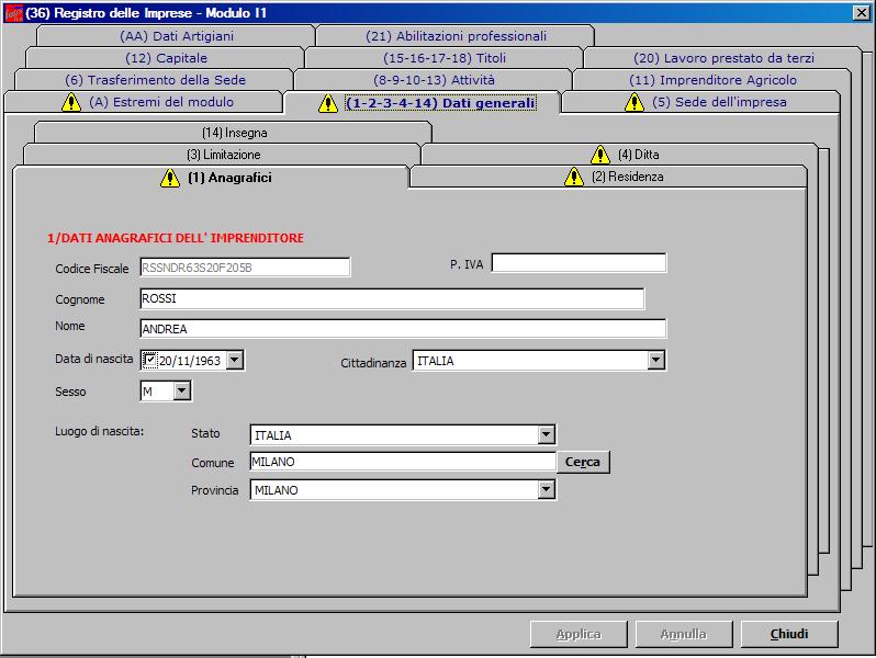 DATI GENERALI (1-2-3-4-14) (Figura n.