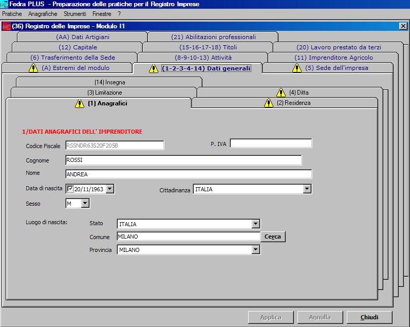 3. La compilazione del modello Per selezionare un modello basta agire con il mouse all interno del quadrattino che viene visualizzato sul lato sinistro del modello stesso.