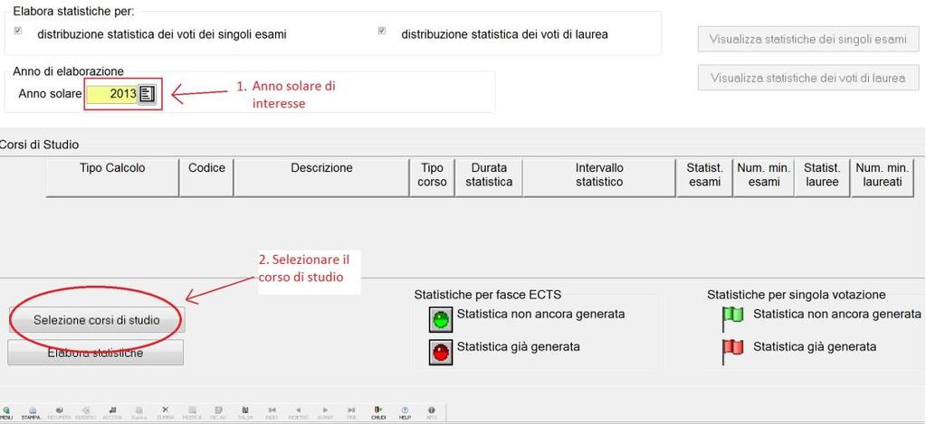 ELABORAZIONE DELLE STATISTICHE Tramite la funzine 'Elabra statistiche ECTS ' è pssibile lanciare la generazine delle statistiche di cnversine dei vti ttenuti dagli studenti nelle fasce ECTS.