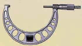 Outside micrometer Resolution 0.01. Painted frame. Micrometro per esterni centesimale Risoluzione 0,01. Arco verniciato.