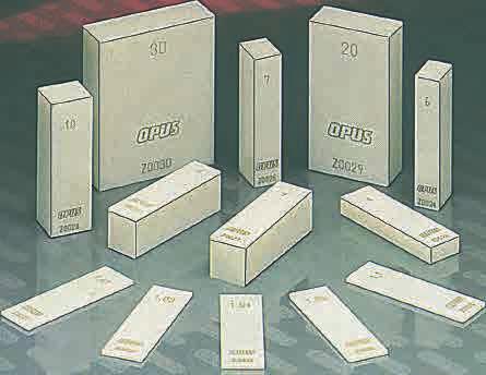 BLOCKS AND GAUGES blocchetti e tamponi di riscontro Zirconia gauge blocks Opus ceramic gauge blocks are manufactured from an exceptionally pure grade of zirconia ceramic.