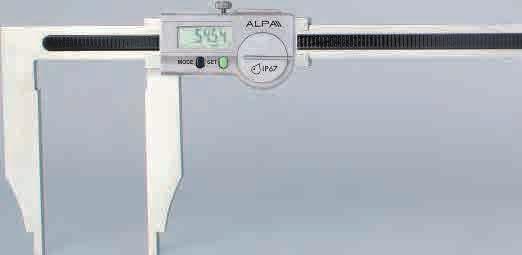 IP67 Preset carbon fiber digital caliper Sliding gauge in carbon fiber Jaws in stainless steel Contacts TIN coated Data output: Proximity RS232 and USB Resolution 0,01 Calibro digitale in fibra di