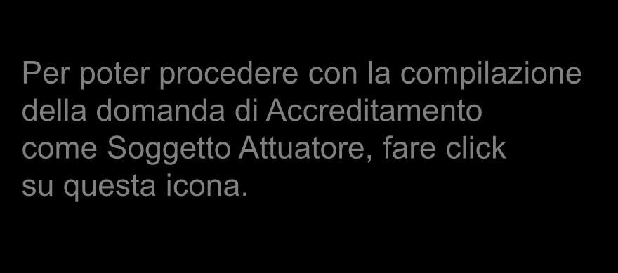 Accreditamento come Soggetto Attuatore, fare click su questa icona.