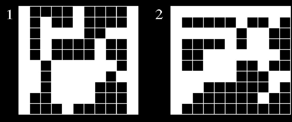 RSA0088 Con riferimento alle due figure, in quale risposta è contenuta l unica affermazione corretta? a) Nella figura 2 è presente un numero di quadretti bianchi minore rispetto alla figura 1.