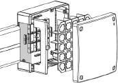 Dati tecnici. Technical data. TRS1440 Scatola di derivazione. Junction box. 150x150x65 mm Per derivare, sui 4 lati, canali sino a 120x40 mm ( G). For junction, on all sides, 120x40 mm trunking ( G).