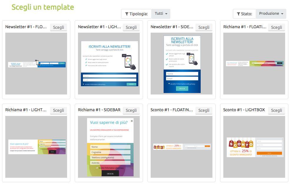 CONVERSION BOOSTER: STRATEGIE + STRUMENTI + AZIONI Template ottimizzati in base alla value proposition del cliente: Sconto: offerta di un buono sconto inviato tramite mail alla compilazione del form