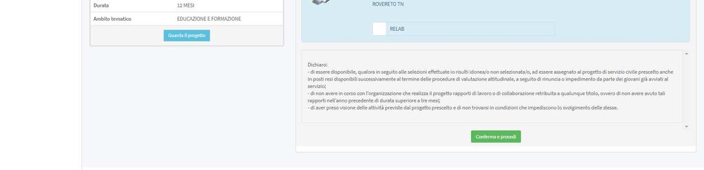 legate al servizio civile o visitare la sede in cui si svolge il progetto. Per procedere con la candidatura è necessario entrare nella pagina di dettaglio del progetto e premere il tasto. ATTENZIONE!