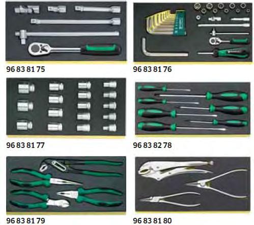 806/9 TCS Assortimento utensili TCS xö98 utensili con impronte TCS (Tool Control System vedi pag. 53 71), impronte 7x1/3, 1x2/3 e 1x3/3 per 4 cassetti (n.