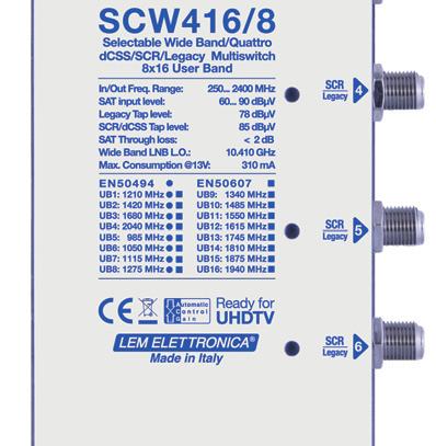 POSITIONS WRRNTY YERS MODELLO 4 CVI 8 DERIVTE SCW416/8 PSSNTE RNGE DI FREQUENZ INGRESSI /USCITE ST MHz 250... 2400 ND PSSNTE USCIT DERIVTE MHz 950.