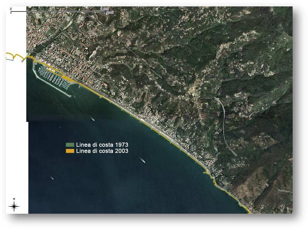 La linea di costa Il comune di Lavagna presenta uno sviluppo costiero totale di 6 km, di cui circa 3.