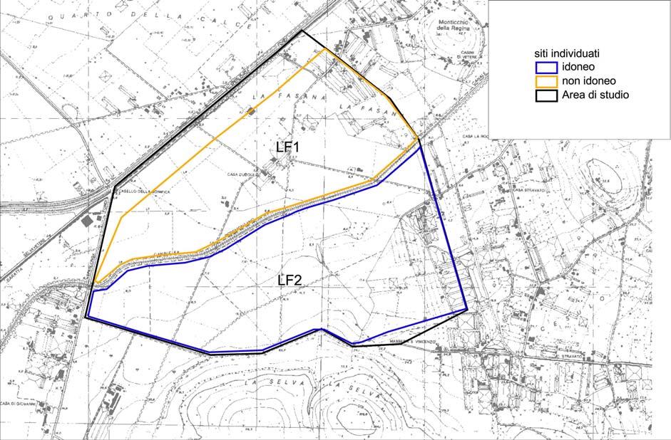 Nella figura in alto sono riportate le aree indagate nel 2005 con