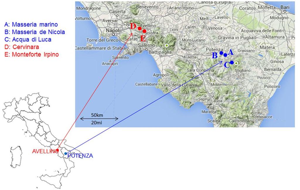 1. DESCRIZIONE DEI SITI OGGETTO DI STUDIO Al fine di analizzare e confrontare il comportamento dei terreni argillosi e piroclastici, sono stati scelti tre siti localizzati nella Valle del Basento