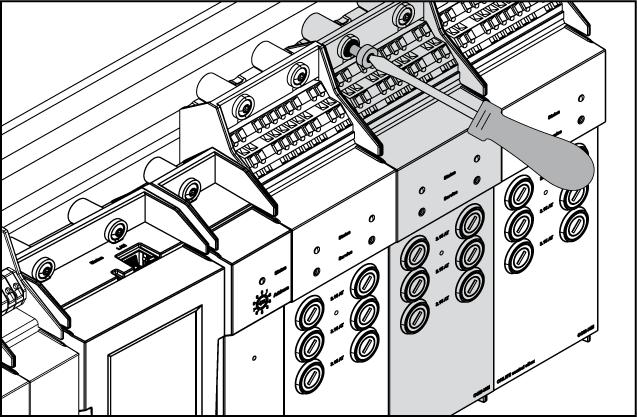 Indcazone Sulla scheda bus del rparttore secondaro, a destra accanto all'untà centrale del rparttore secondaro (ONLITE central ebox OCM-CPU) v sono tre slot