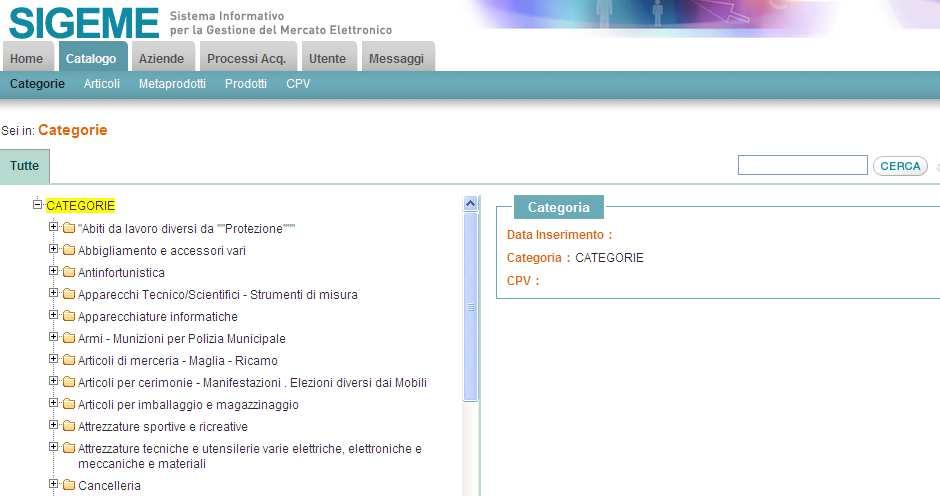 Esplorazione e ricerca Attraverso l albero delle Categorie: da Catalogo su 3 livelli cliccando sulle Categorie Aprendo direttamente una