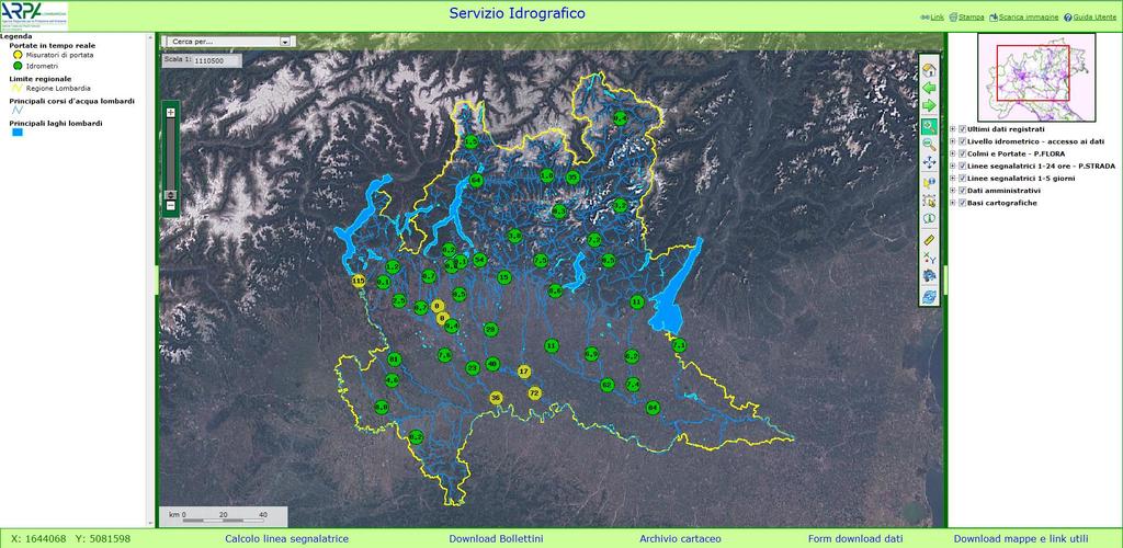 Disponibilità idriche in Lombardia Portale di visualizzazione e accesso ai dati e bollettini Per