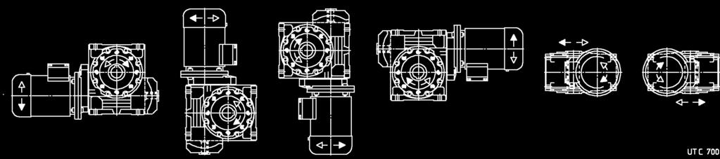 10 - Esecuzioni, dimensioni, forme costruttive e quantità d olio 10 - Designs, dimensions, mounting positions and oil quantities MR V 100... 250 UT.