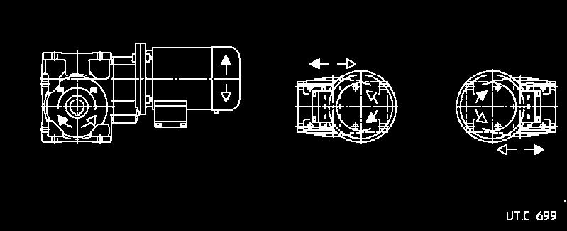 4) Prearranged design for worm shaft extension (see ch. 2). 5) Holes turned through 45 with respect to the drawing. 6) Tolerance t8.